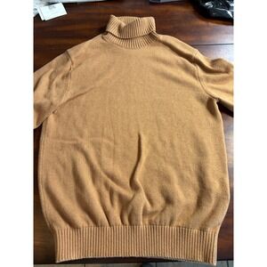 Celio Soft Touch Turtleneck Sweater Mens Medium Tan Knit Roll Neck Pullover